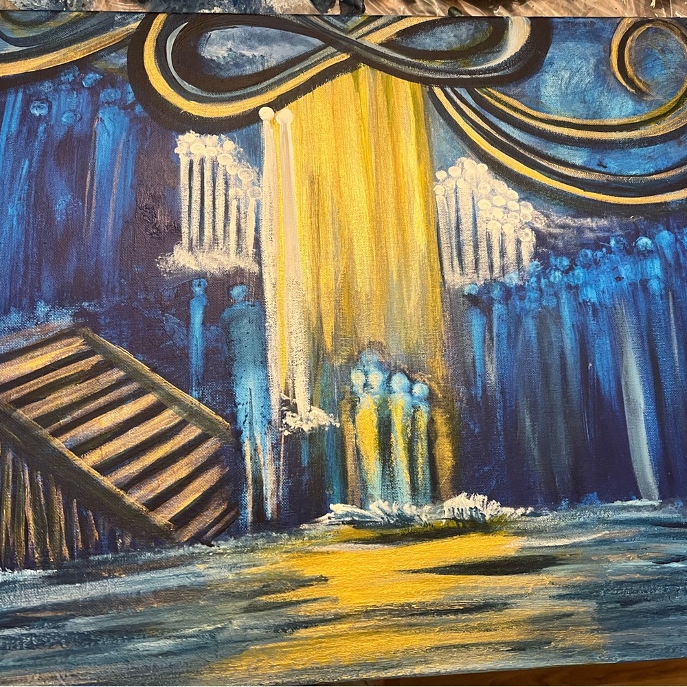 Vibrant Blue and Yellow Abstract Canvas Art